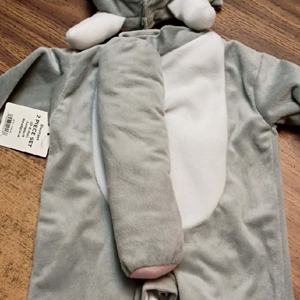 🐘 Gray Elephant Costume with Pink Ears Size 0-6 Months - Picture 3 of 12
